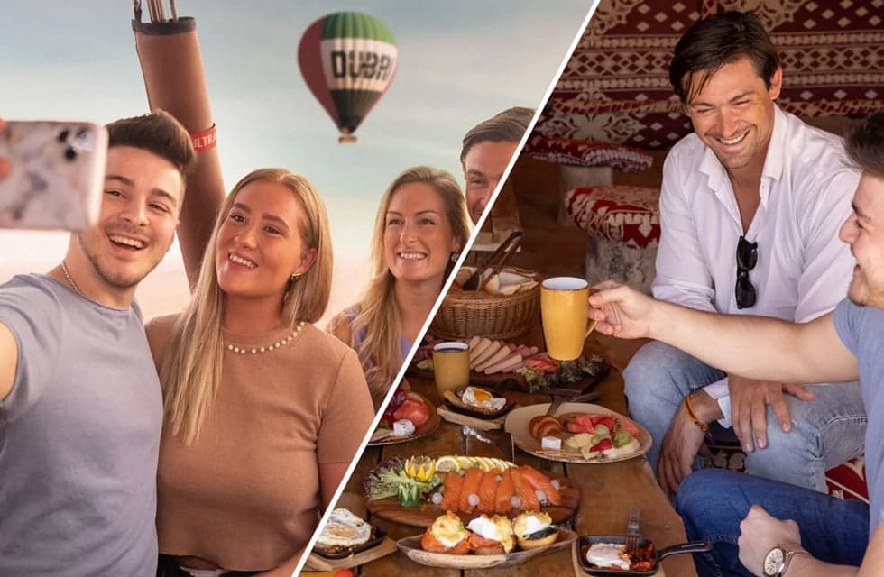 Overnight Desert Escape with Hot Air Balloon Ride, Dinner & Camel Safari for Two