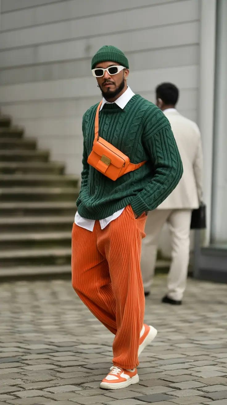 Cable Knit Crew in Forest