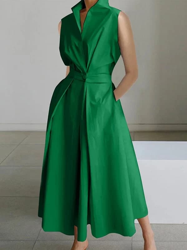 Collared Midi Dress in Green
