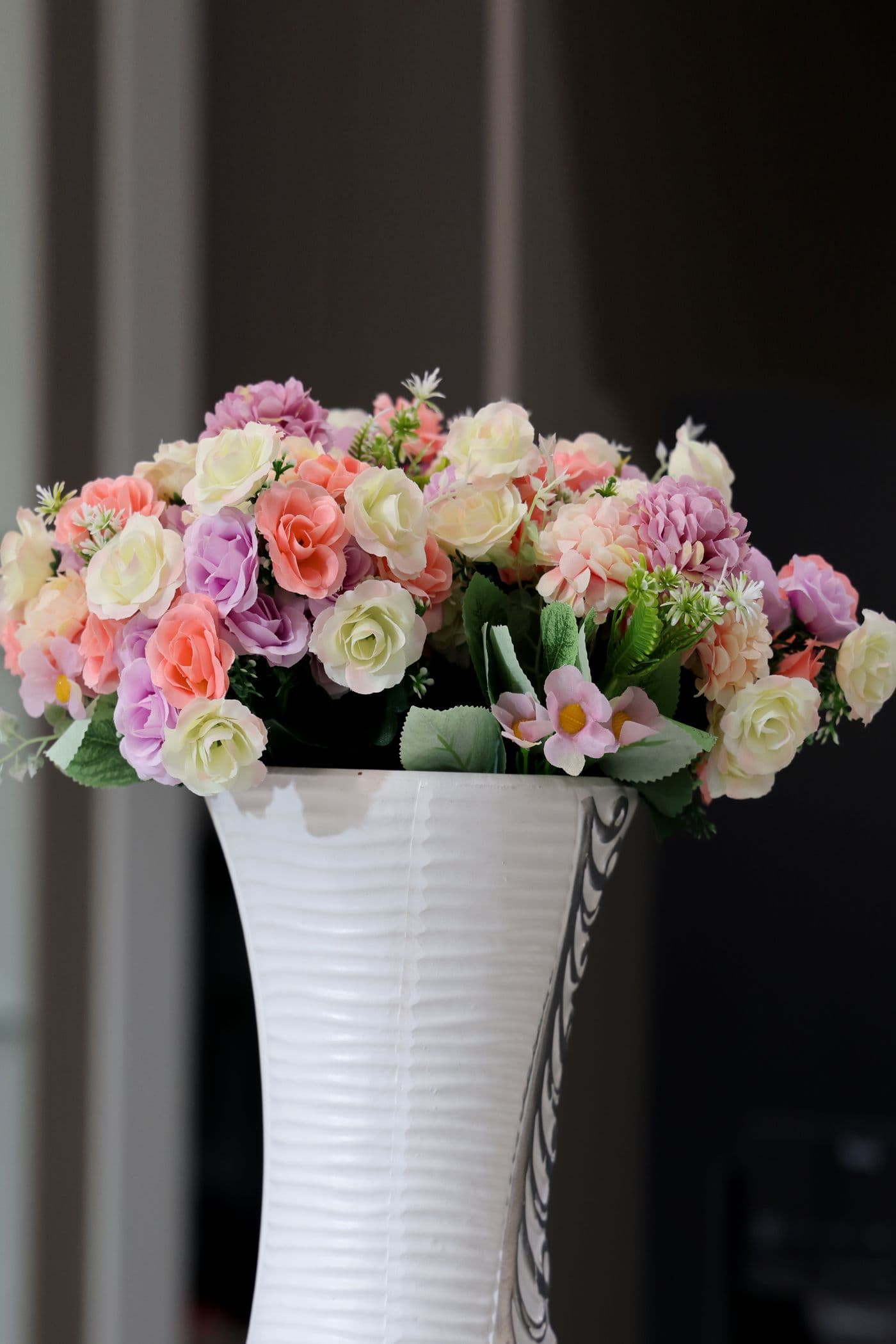 Pastel Silk Rose Vase