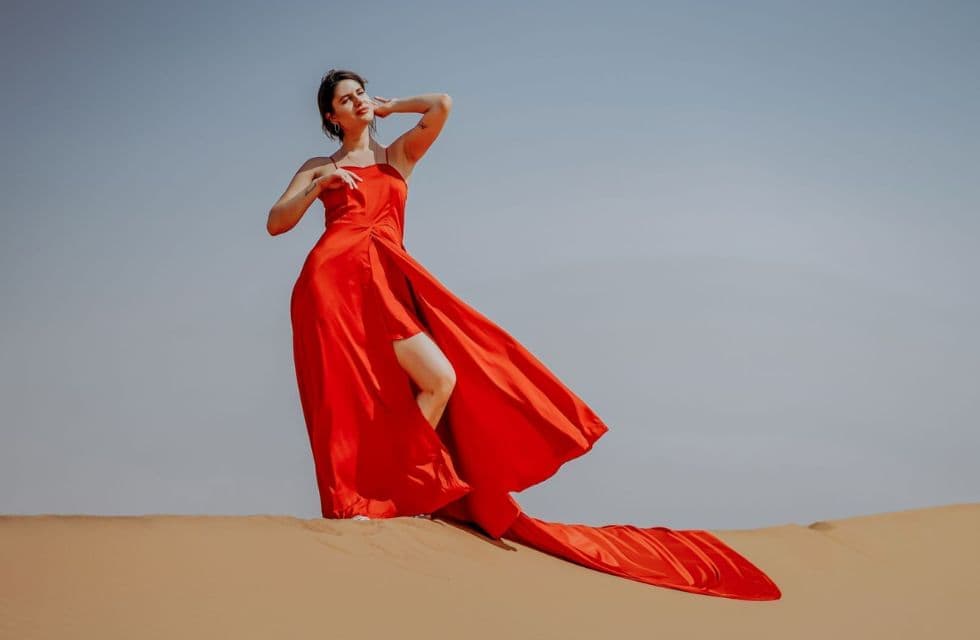Luxury Private Desert Flying Dress Photoshoot & Private Dune Drive