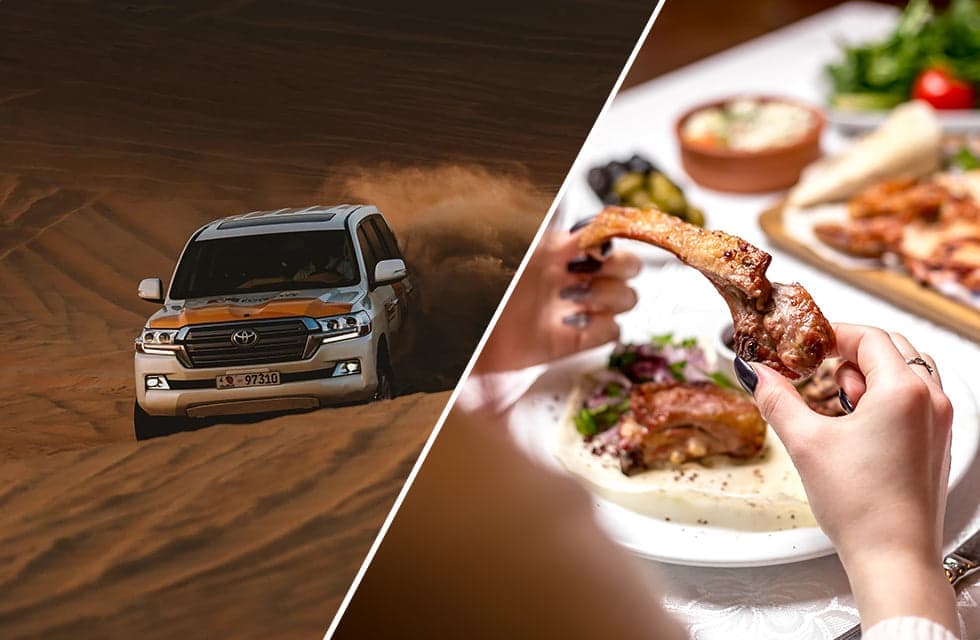 Sunset Desert Safari for Two with Dune Bashing and Dinner
