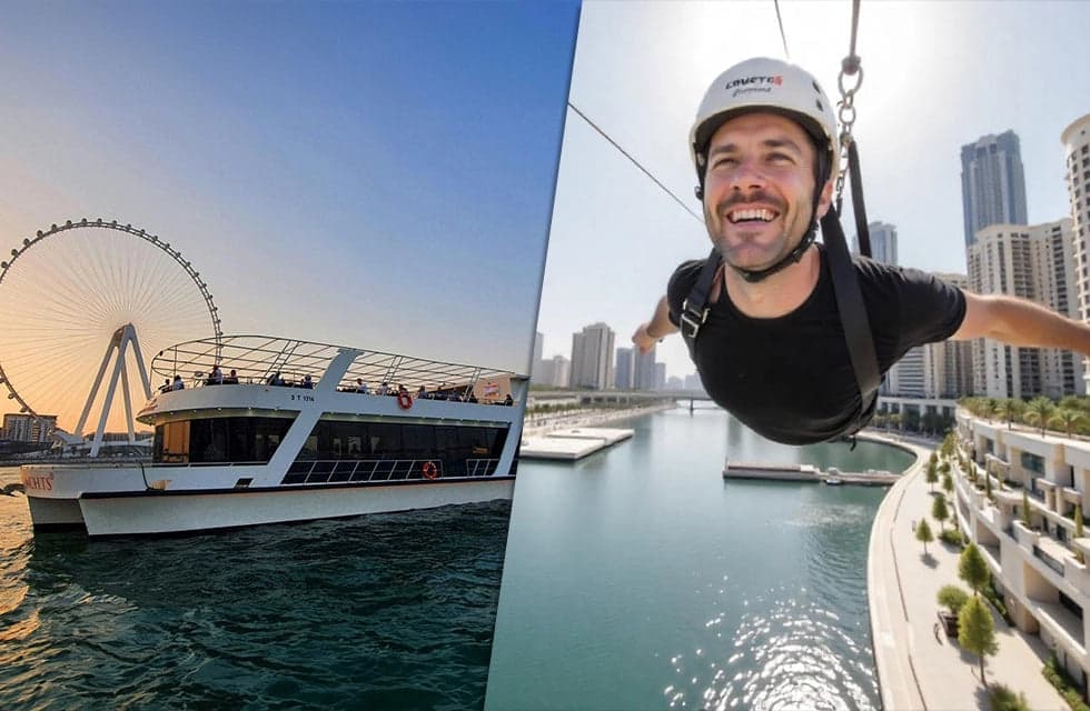 Exciting Zipline Ride with Luxurious International Dinner Cruise for Two
