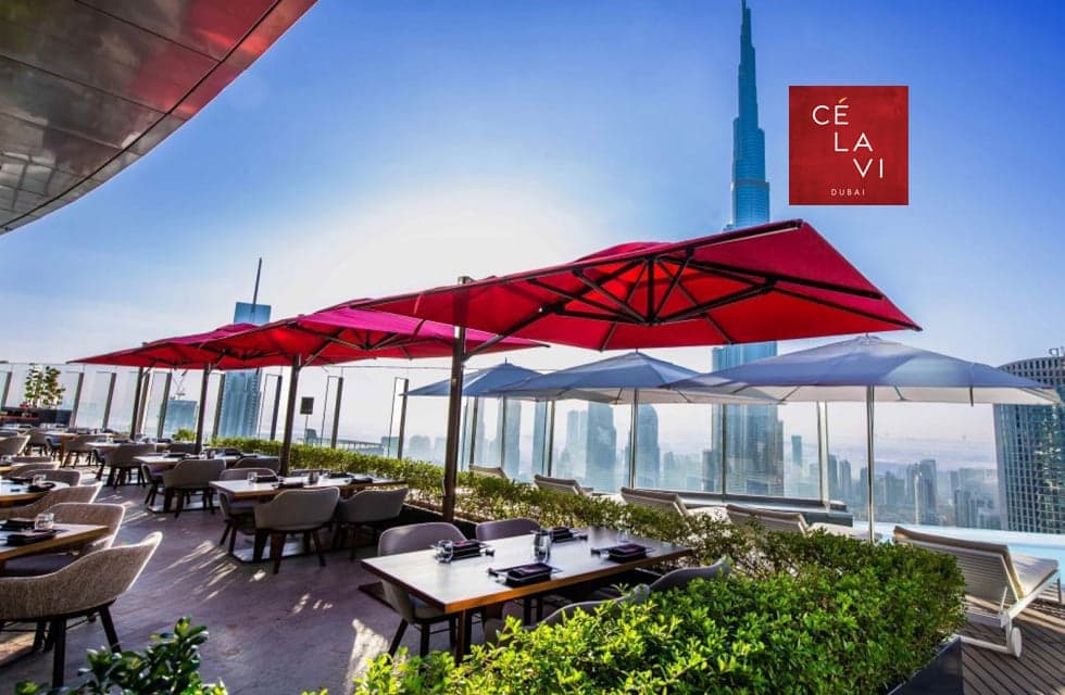 Premium Lunch Experience at CÉ LA VI with Beverages & Burj Views for Two