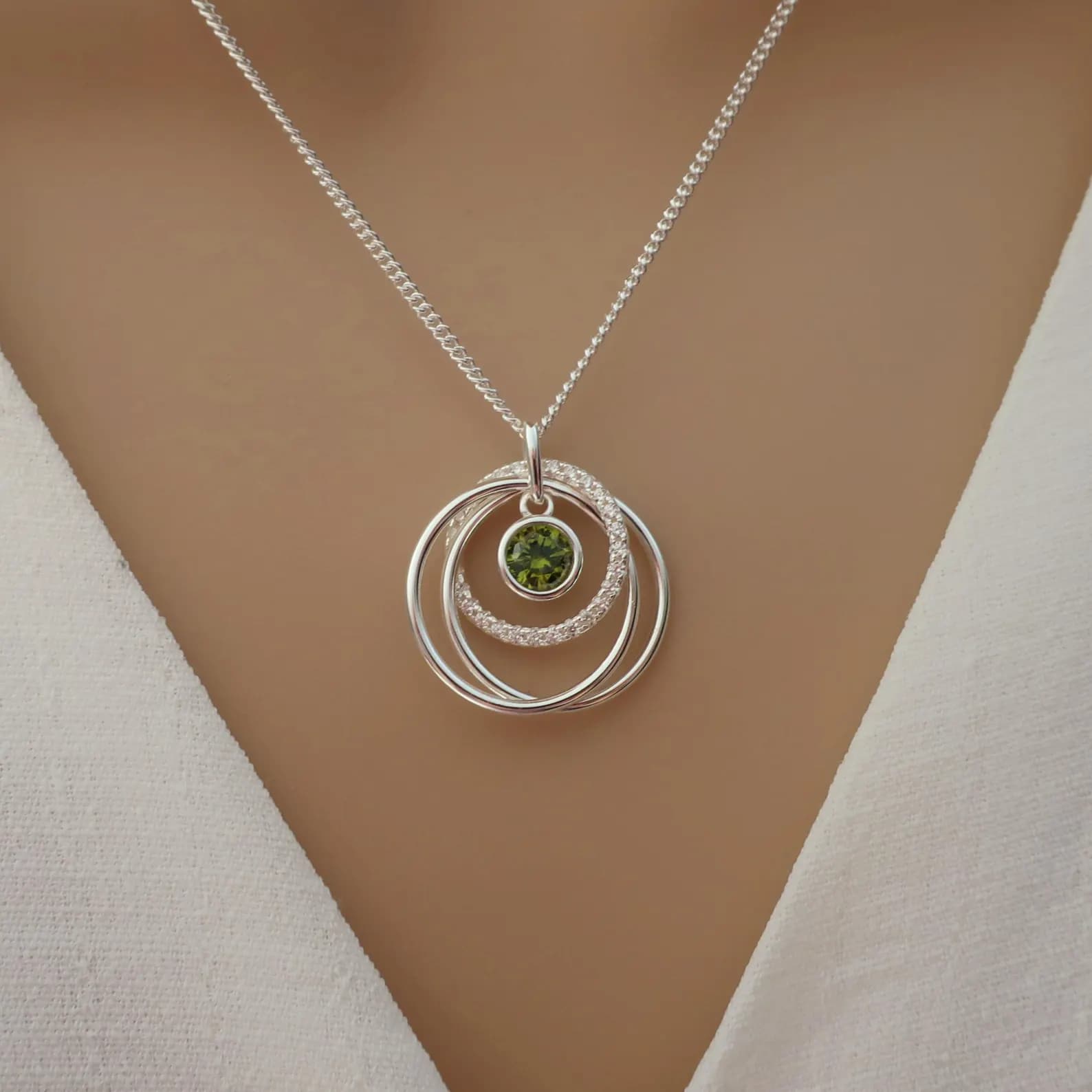 Triple Circle Peridot Pendant