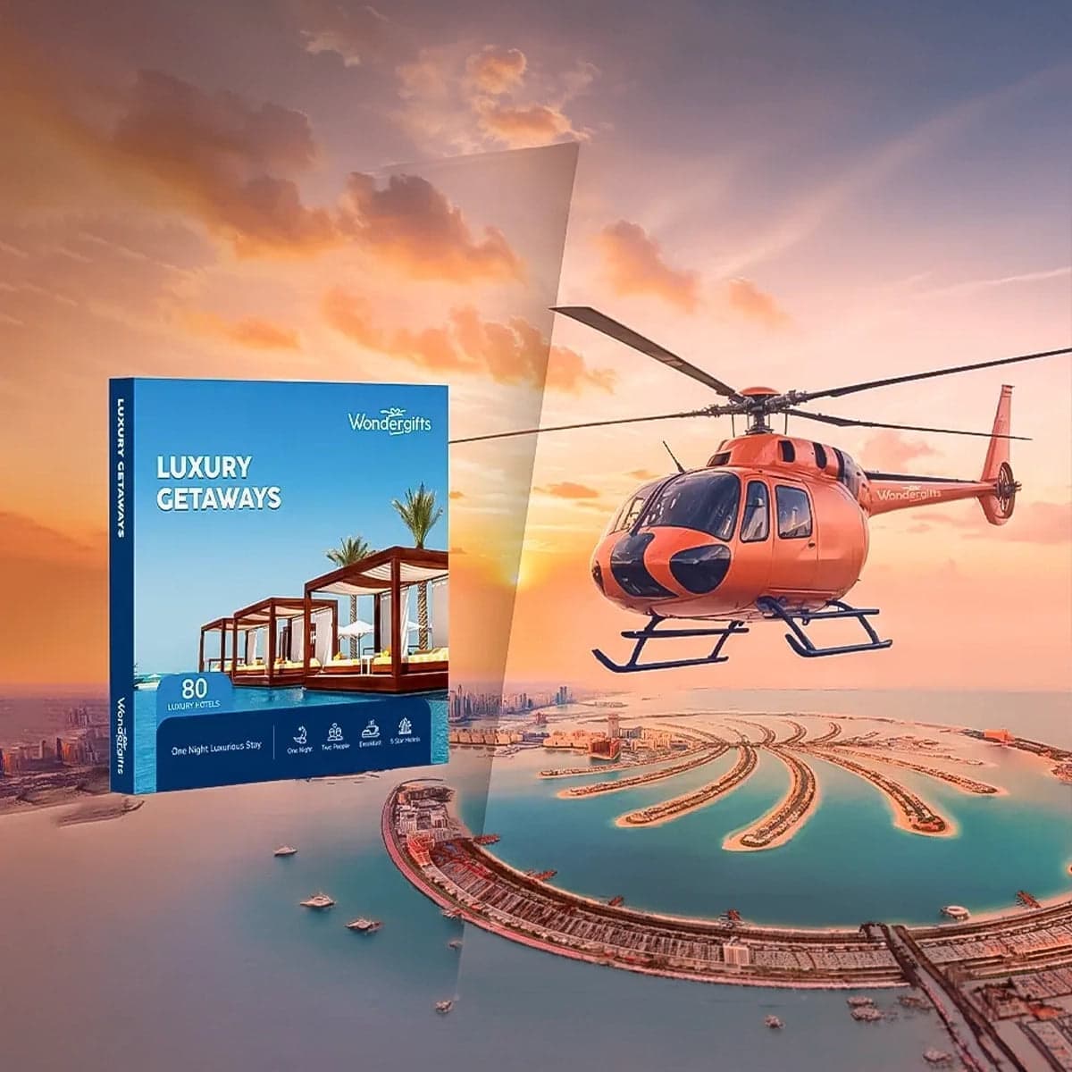 Helicopter Ride Dubai with Hotel Stay & Breakfast Gift Box - 80+ Hotels