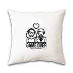 Game over pillow white for newly married couple.